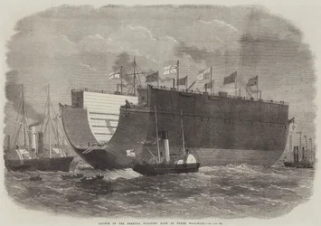 Launch of the Bermuda Floating Dock at North Woolwich